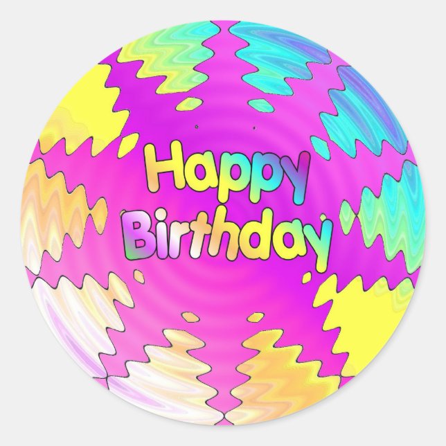 Sticker Rond Joyeux Anniversaire Ripple (Devant)