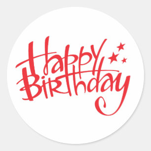 Sticker Rond Joyeux Anniversaire Rouge