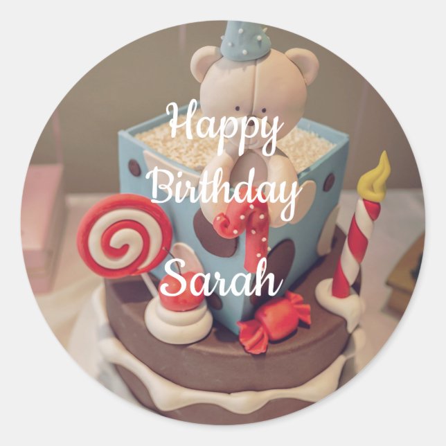 Sticker Rond Joyeux anniversaire Sarah (Devant)