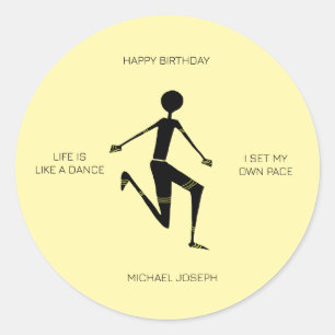 Sticker Rond Joyeux anniversaire Silhouette athlète kenyan