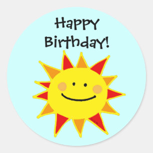 Sticker Rond Joyeux anniversaire ! (soleil)