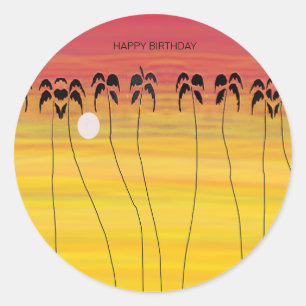 Sticker Rond Joyeux Anniversaire, Sommeil Tropical