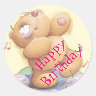 Sticker Rond Joyeux anniversaire/Stickers/Ours en peluche