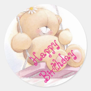 Sticker Rond Joyeux anniversaire/Stickers/Ours en peluche