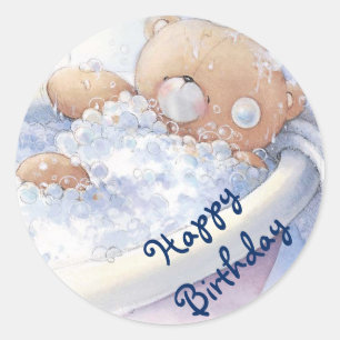 Sticker Rond Joyeux anniversaire/Stickers/Ours en peluche