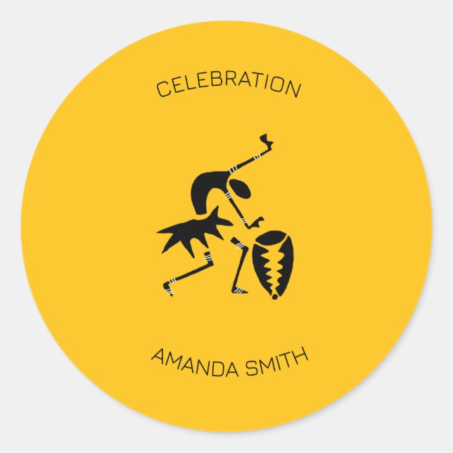 Sticker Rond Joyeux anniversaire Super danseuse silhouette (Devant)