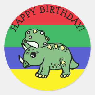 Sticker Rond Joyeux anniversaire T-Rex Dinosaur