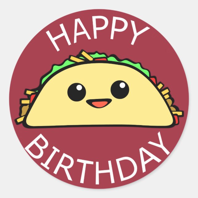 Sticker Rond Joyeux anniversaire Taco (Devant)