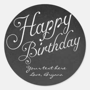 Sticker Rond Joyeux anniversaire type Tableau noir Craie Autoco
