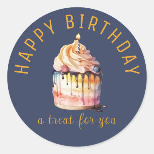 Sticker Rond Joyeux Anniversaire - Un Traitement Pour Autocolla