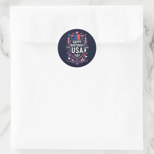 Sticker Rond Joyeux anniversaire USA 250 (Sac)
