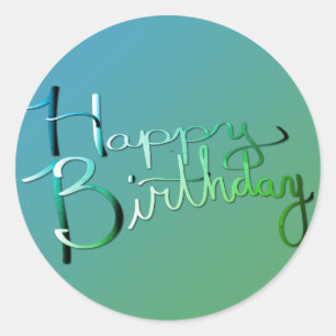 Sticker Rond "Joyeux anniversaire !" Vert dégradé écrit à