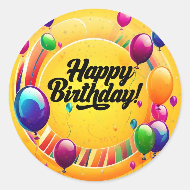 Sticker Rond Joyeux Anniversaire Vibrant (Devant)