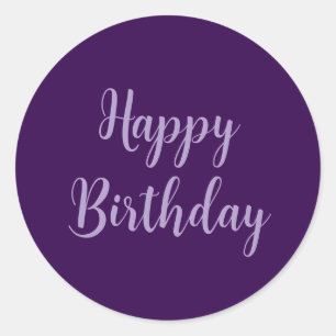 Sticker Rond Joyeux Anniversaire Violet Lavande Couleur personn