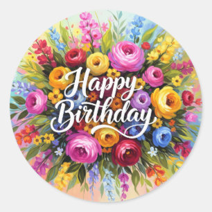 Sticker Rond Joyeux Anniversaire Vœux