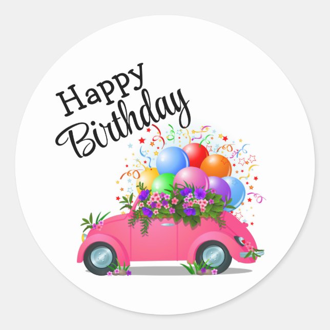 Sticker Rond Joyeux Anniversaire Voiture  (Devant)