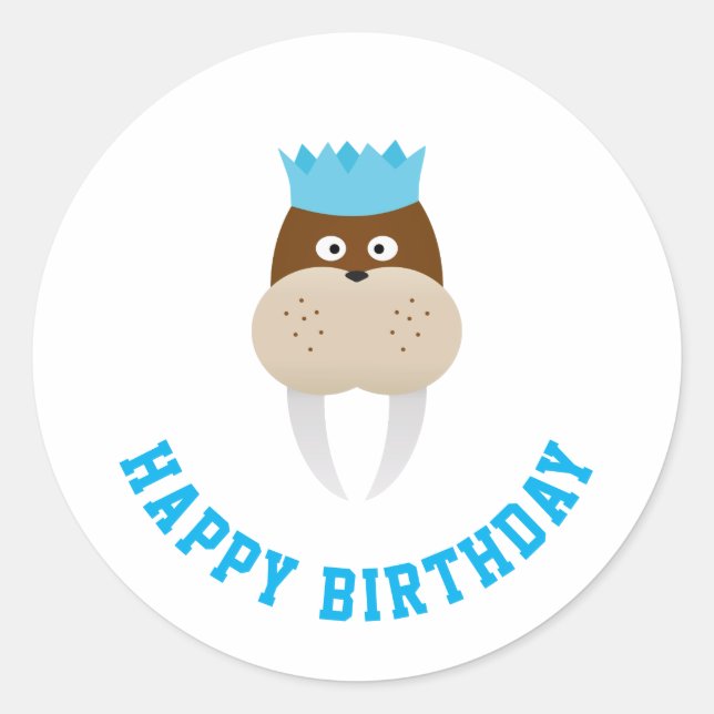 Sticker Rond Joyeux anniversaire Walrus (Devant)