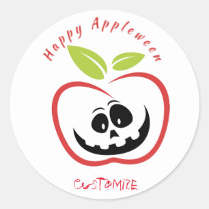 Sticker Rond Joyeux Appleween Jack O'lantern Thunder_Cove
