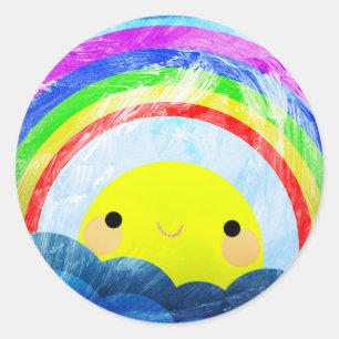 Sticker Rond Joyeux arc-en-ciel