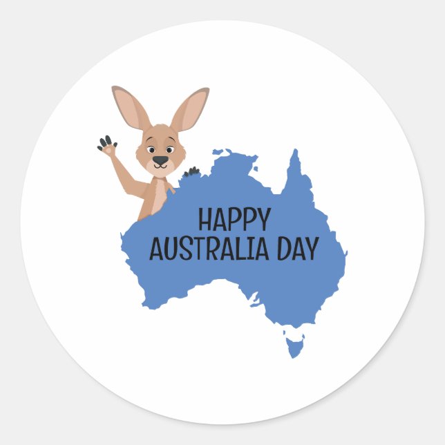 Sticker Rond Joyeux Australia Day Kangaroo (Devant)