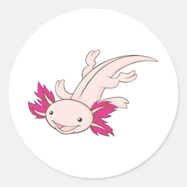 Sticker Rond Joyeux Axolotl mexicain (Devant)