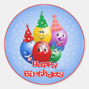 Sticker Rond Joyeux Ballons d'anniversaire amusant