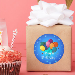 Sticker Rond Joyeux Ballons de fête d'anniversaire