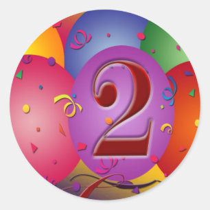 Sticker Rond Joyeux Ballons du 2ème anniversaire