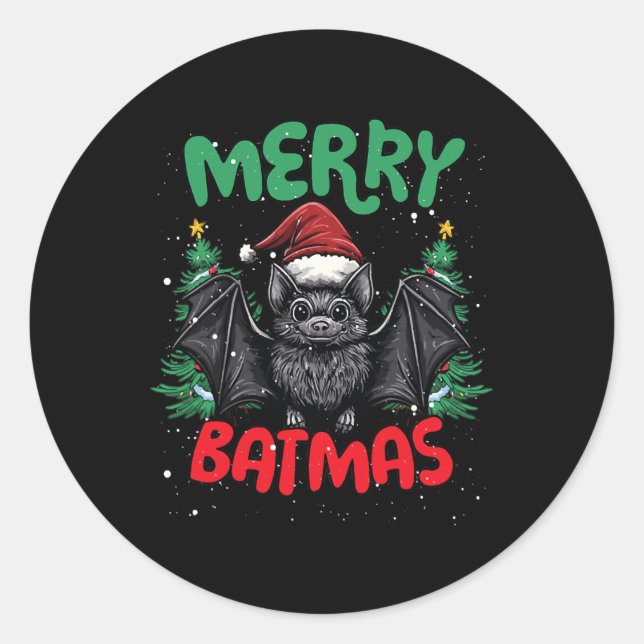 Sticker Rond Joyeux Batmas (Devant)