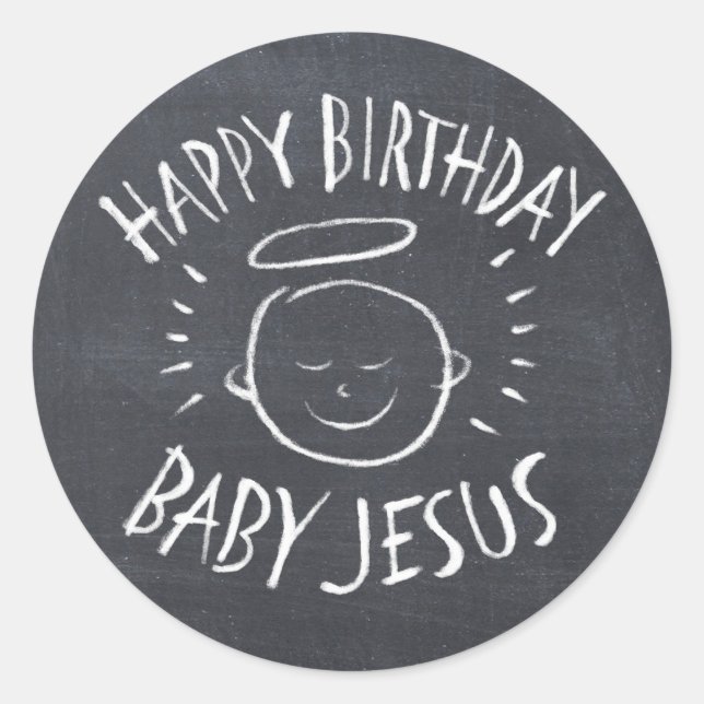 Sticker Rond Joyeux bébé Jésus - Noël chrétien (Devant)