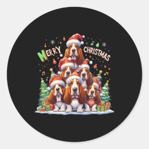 Sticker Rond Joyeux Bet Hound Chiens Noël Noël Noël Noël Noël N