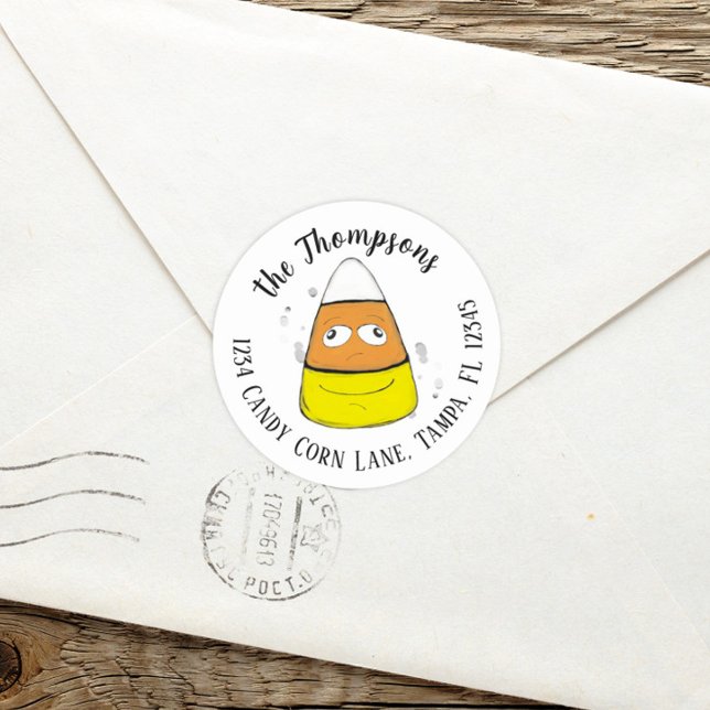 Sticker Rond Joyeux bonbon d'Halloween en maïs mignon et fantai (Créateur téléchargé)