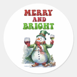 Sticker Rond Joyeux bonhomme de neige