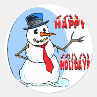 Sticker Rond Joyeux bonhomme de neige