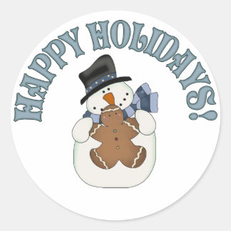 Sticker Rond Joyeux bonhomme de neige