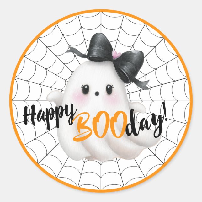 Sticker Rond Joyeux BOOday - Ghosts Giggles & Birthday Cheer (Devant)
