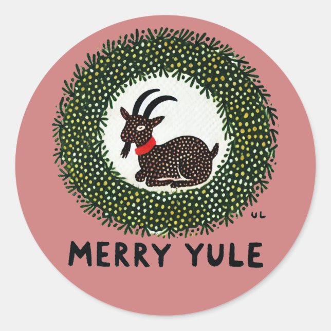 Sticker Rond Joyeux Bouc de Yule (Devant)