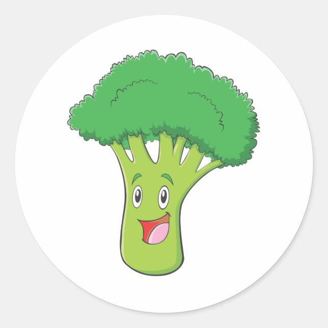 Sticker Rond Joyeux Brocoli Légumes souriant (Devant)