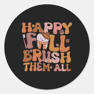 Sticker Rond Joyeux Brossage D'automne Pour Tous Pédiatre Denti