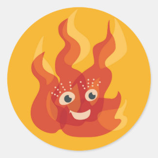 Sticker Rond Joyeux Burning Fire Flame Caractère