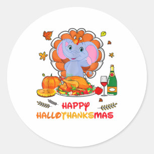 Sticker Rond Joyeux cadeau d'éléphant Hallo Boire du Merci de