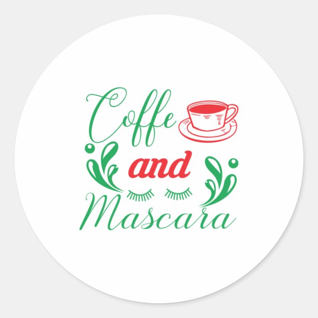 Sticker Rond Joyeux Café Xmas Et Mascara (Devant)