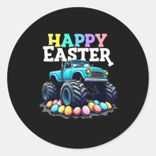 Sticker Rond Joyeux Camion Monstre de Pâques Funny Chasse aux O