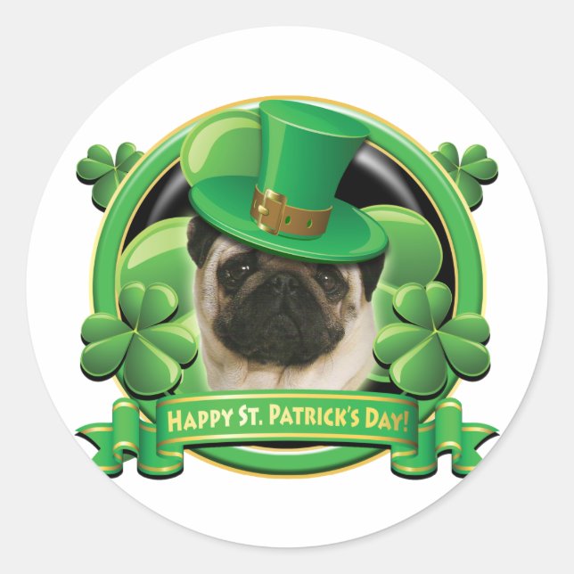 Sticker Rond Joyeux Carlin Jour de la Saint Patrick (Devant)