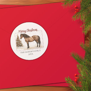 Sticker Rond Joyeux Cheval de Noël Paso Fino Personnalisé
