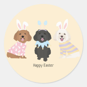 Sticker Rond Joyeux Chiens de Pâques