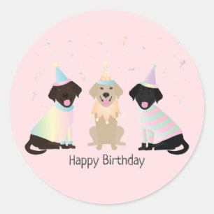 Sticker Rond Joyeux Chiens du Labrador Retriever