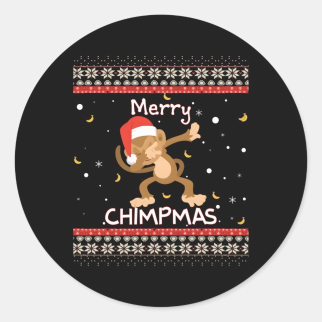Sticker Rond Joyeux Chipmas Ugly Monkey Jumper (Devant)