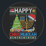 Sticker Rond Joyeux Chrismukkah Funny Jewish Christmas Hanoukka<br><div class="desc">Joyeux Chrismukkah Funny Jewish Christmas Hanoukka</div>