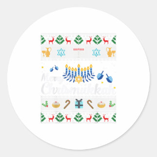 Sticker Rond Joyeux Chrismukkah Heureux Hanoukka plus M